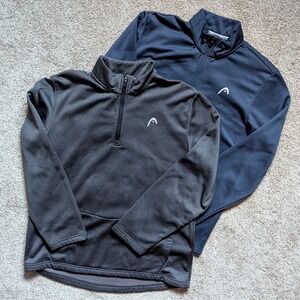 BUNDLE OF 2 Head Mens L Quarter Zip Pullover Fleece Line Charcoal Navy Golf